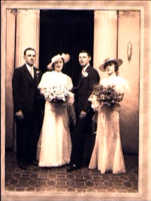 Lewis and Betty Reich on their wedding day, June 3, 1935, with their Maid-of-Honor and Best Man.