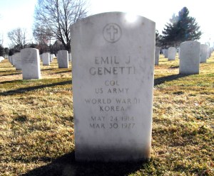 The tombstone of Col. Emil Joseph Genetti, Fort Logan National Cemetery, Denver, CO.