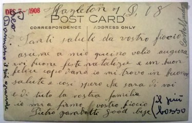 Postcard sent to Castelfondo, Italy